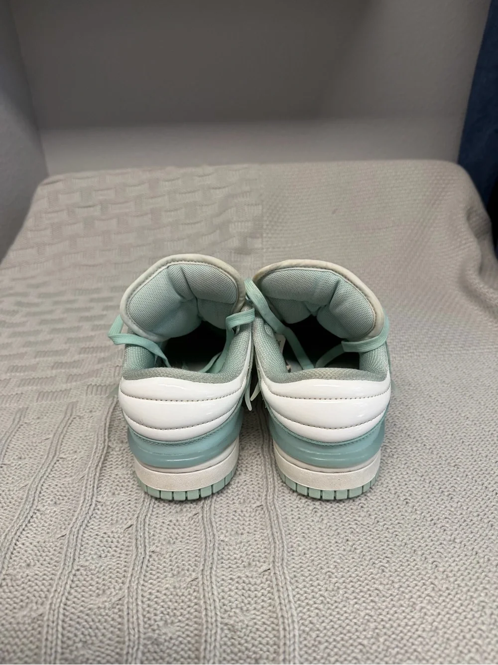 Nike Dunk Low-Top Sneakers in White & Mint Green